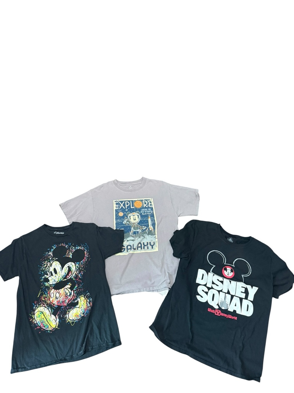 Disney Mickey Mouse Mens Graphic T-Shirt Bundle Set of 3 Black Grey Medium